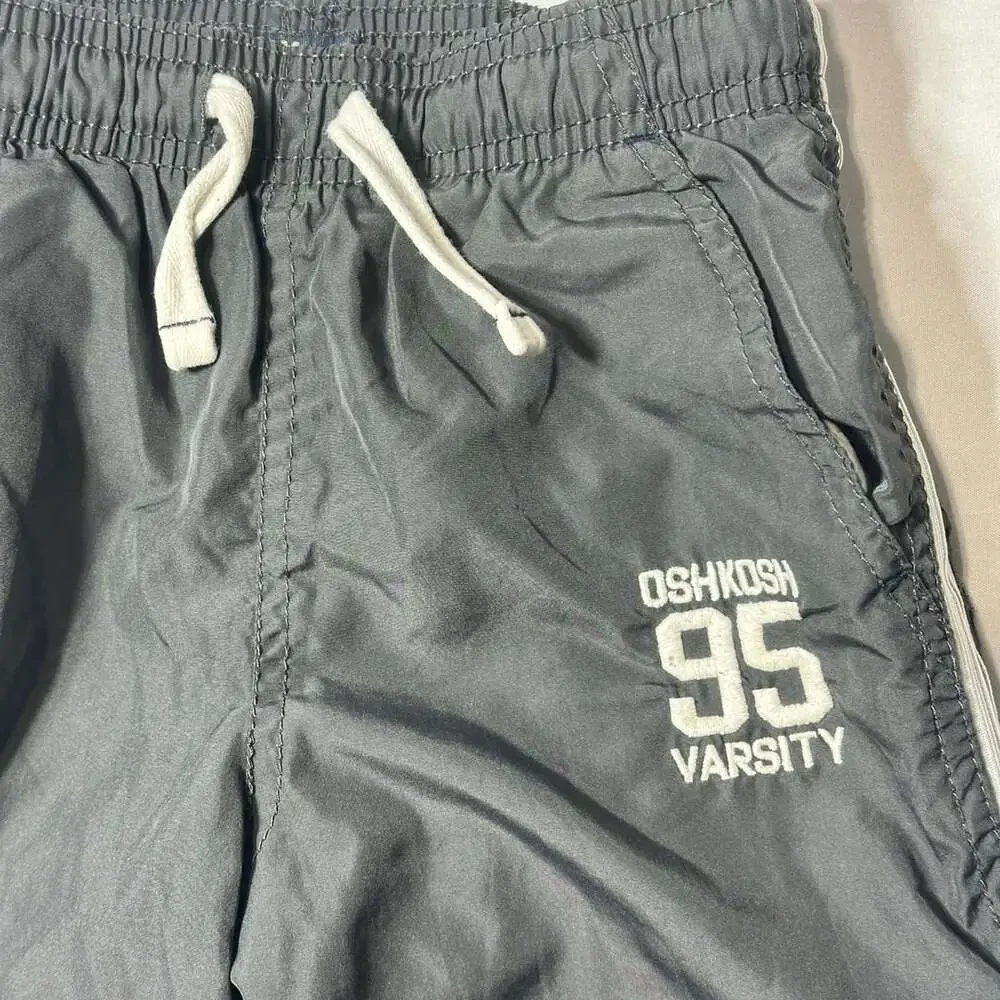 OshKosh B’Gosh Boys 5 Gray Varsity 95 Zip Side Wind Jersey Lined Track Pants